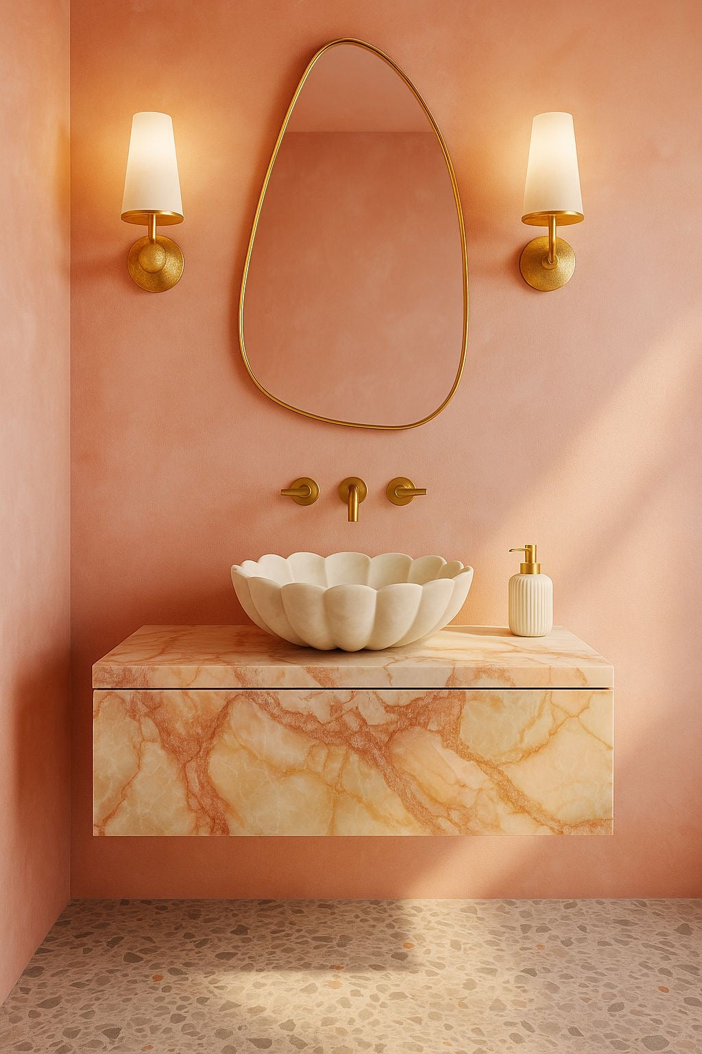 Brass Edged Mirror - Minimal Asymmetric Curve