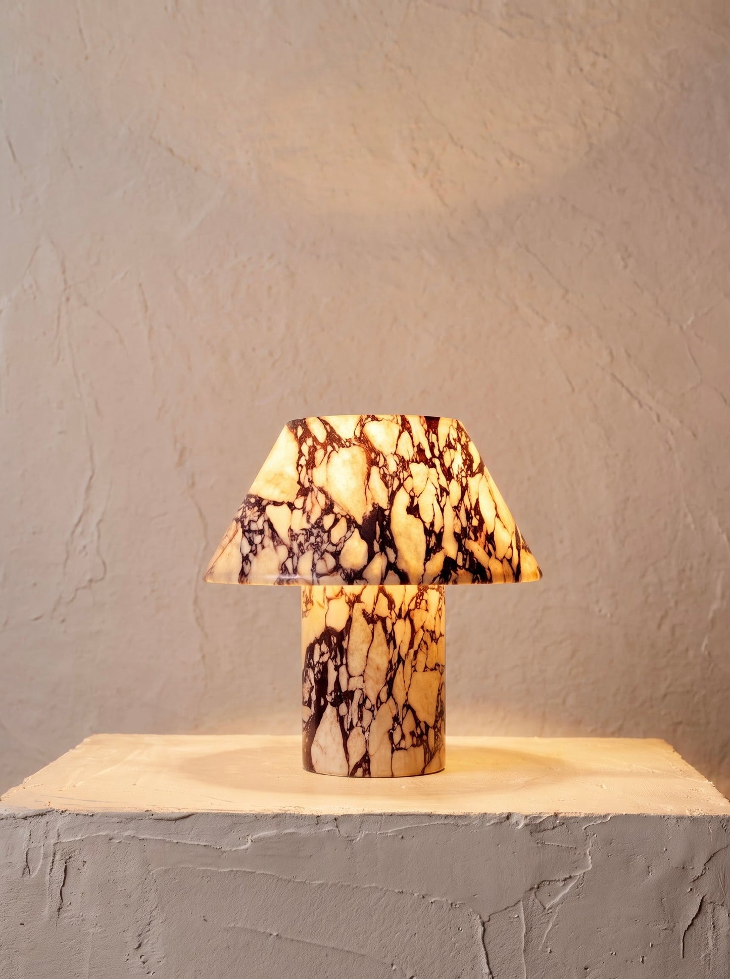Petra Bloom Table Lamp Made in Calacatta Viola Marble