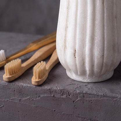 Marble Toothbrush Holder - Tall Fluted Design