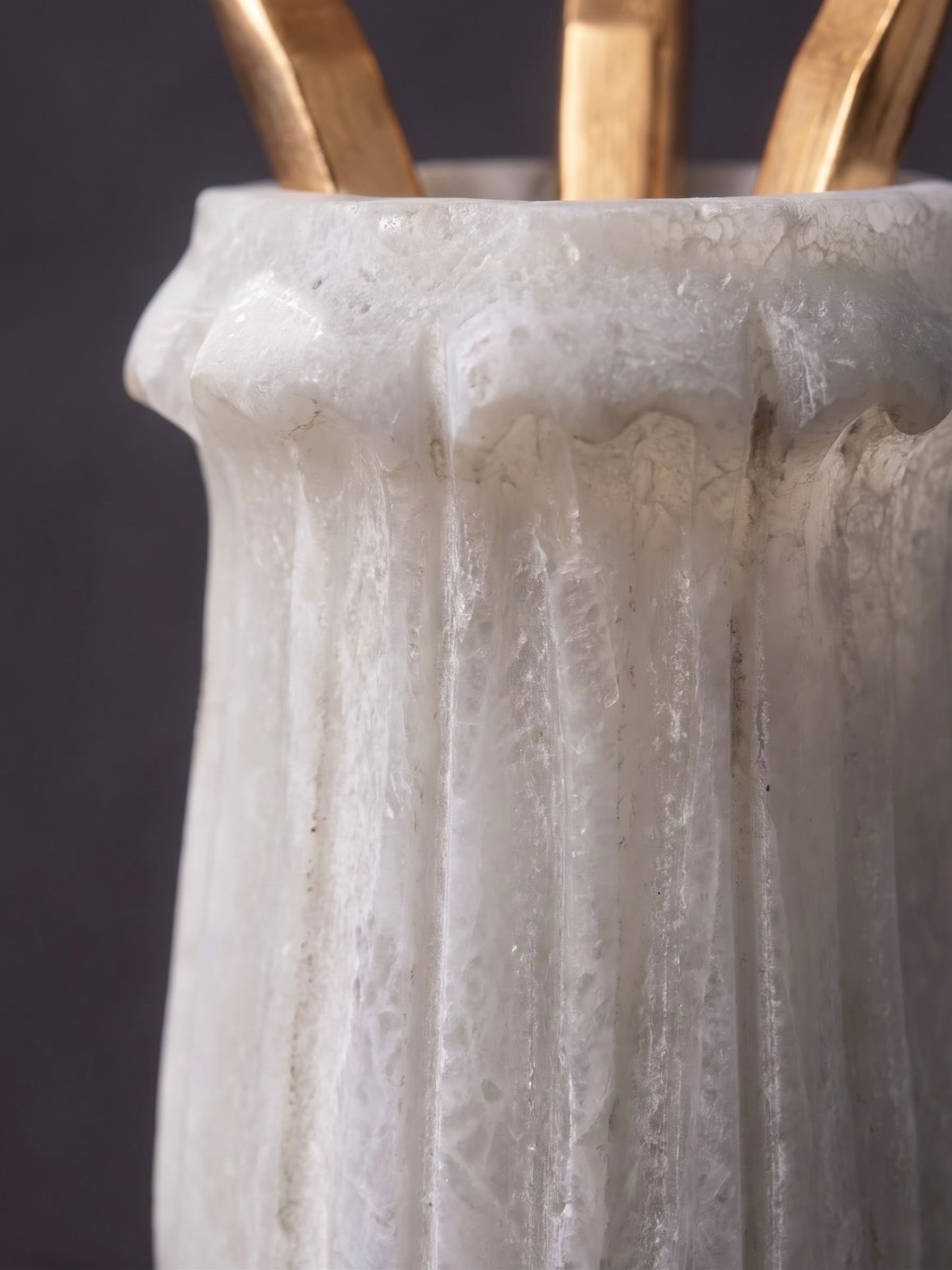 Marble Toothbrush Holder - Tall Fluted Design