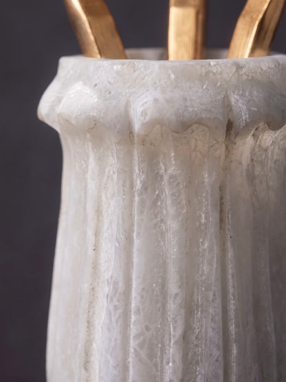 Marble Toothbrush Holder - Tall Fluted Design
