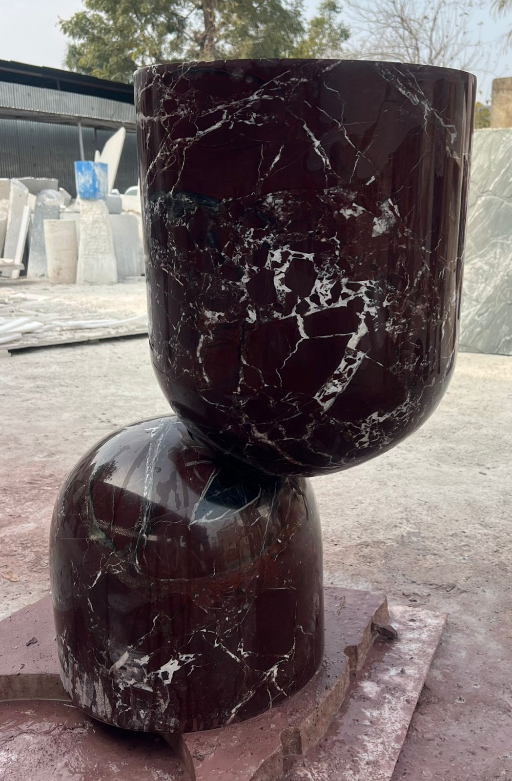 Rosso Levanto Offset Drop Pedestal Sink